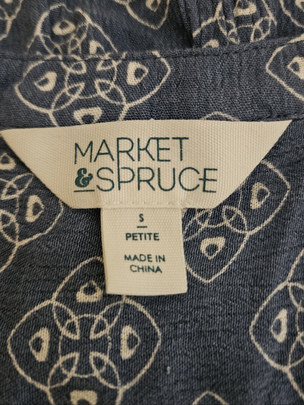 Market & Spruce Blue Patterned Button-Front Blouse - Picture 3 of 4